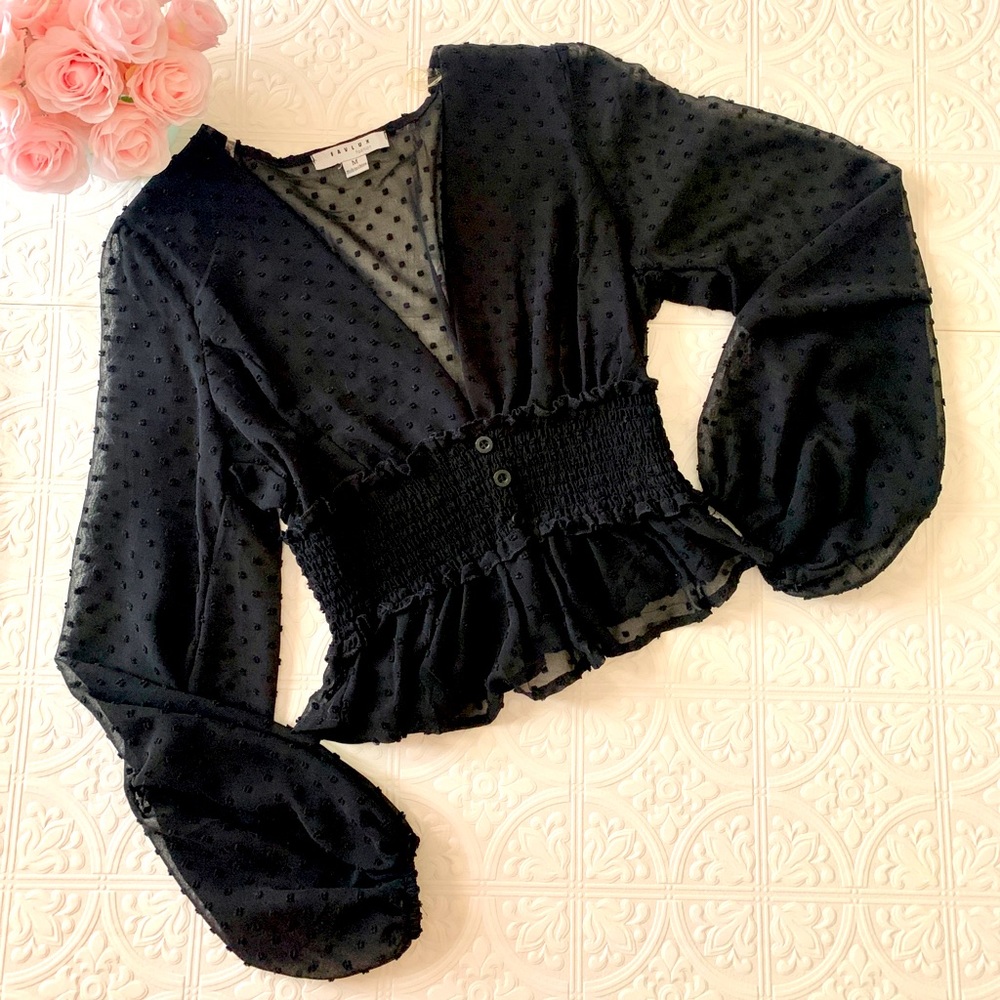 Polka Dot Peplum Corset Blouse